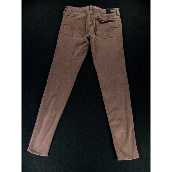 AMERICAN EAGLE Jegging Jeans Womans Sz 2 Brown Green Denim Stretch Skinny Comfor - Picture 3 of 10